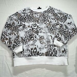 Topshop Women’s Animal Cheetah Print Oversized Soft Sweater - Size 4 (M)
